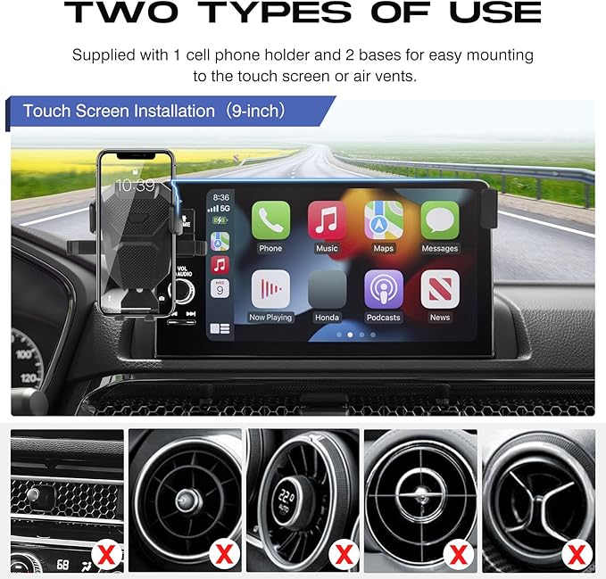 Car Phone Holder for 2023-2025 Honda HR-V Accessories,Adjustable GPS HR-V Phone Mount for 9-inch Screen,Hands-Free Ultra Stable HRV Air Vent Phone Stand