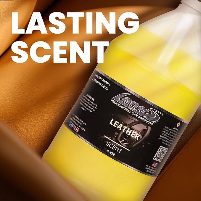 LANE’S Premium Car Air Freshener "Leather" - 128oz Water-Based, Long-Lasting Auto Scent Spray - Food, Pet, Odor Smell Deodorizer for Cars, Trucks, SUVs' Interior Leather, Carpet, Upholstery