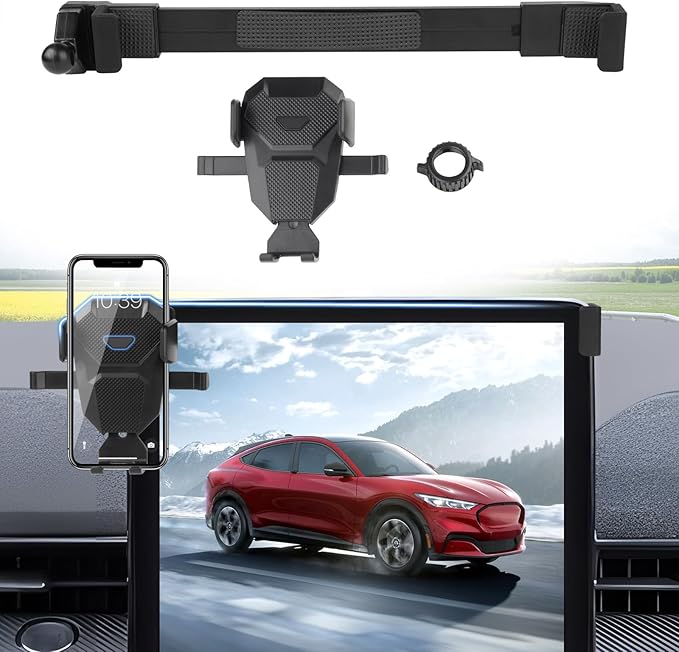 Car Phone Holder for 2021-2025 Ford Mustang Mach-E Accessories,Adjustable GPS Mach-E Cell Phone Mount ONLY for 15.5-inch Screen,Hands-Free Ultra Stable Air Ven Phone Stand Anti-Shake
