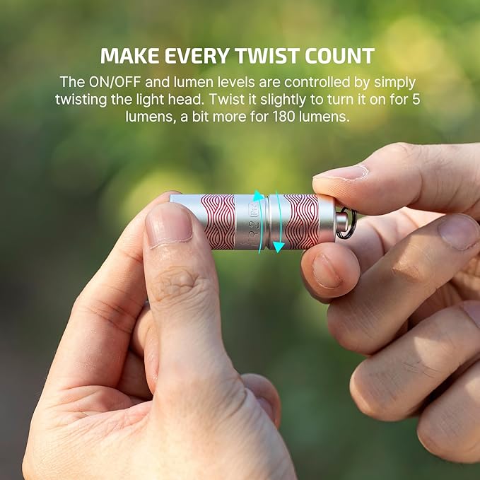 OLIGHT I1R 2 Pro Eos 180 Lumens EDC Rechargeable Keychain Flashlight, Powered by Built-in Rechargeable Battery with Type-C USB Cable, Slim Mini Handheld Light for Everyday Carry (Silver-Flow)