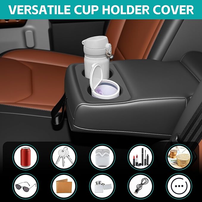 Rear Row Seat Cup Holder Organizer Compatible with 2022 2023 2024 2025 Ford Maverick Accessories, Noise-Free Water & Dust Proof Silicone Insert Drink Holder for 2022-2025 Maverick Accessories