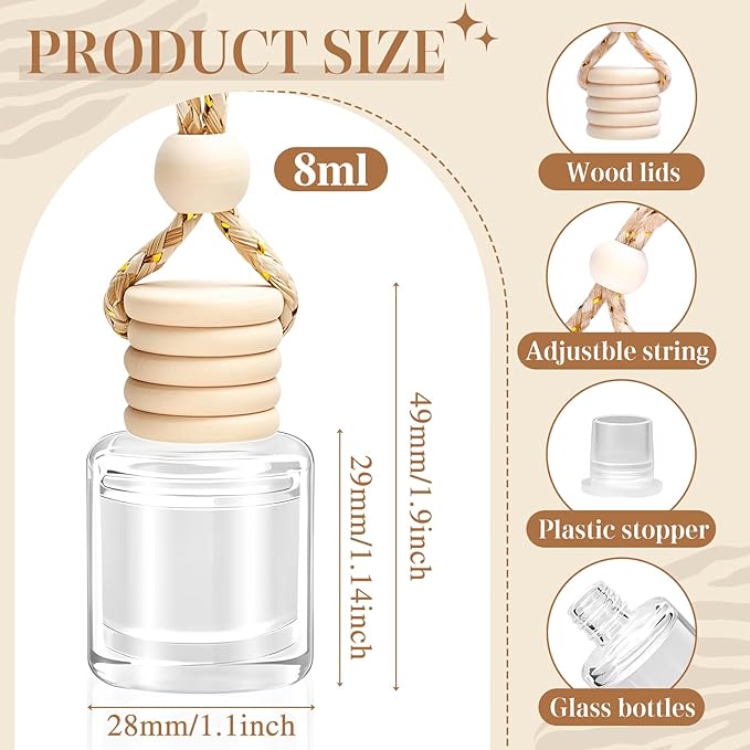 AROIC 6 Pack Car Air Freshener, Mahogany Premium Woody Car Air Freshener Diffuser Fragrance, Hanging Essential Oil Diffuser for Auto Interior Decor, Long Lasting Natural Scent Car Accessories Unisex