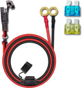 10AWG 2FT Charger Cable, SAE to O Ring Terminal Quick Disconnect Harness, 2 Pin SAE Connectors Extension Cables Cord with 15& 20A Fuse for Car, Motorcycle, Solar Panel