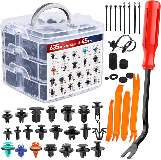 Nilight 680Pcs Car Push Retainer Clips Auto Fasteners Assortment Popular Sizes Nylon Bumper Fender Rivets Cable Ties for Toyota GM Ford Honda Chevy