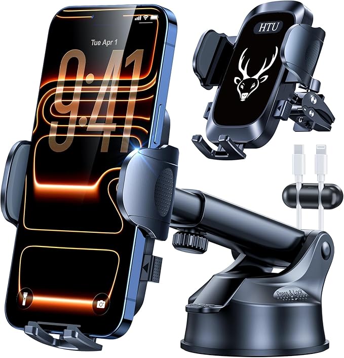 【98+LBS Strongest Suction & Military-Grade】Ultimate Car Phone Mount【Patent & Safety Cert】 Cell Phone Holder Truck Stand for Dashboard Windshield Vent for iPhone 17 Pro Max 16 15 Samsung,Graphite Black