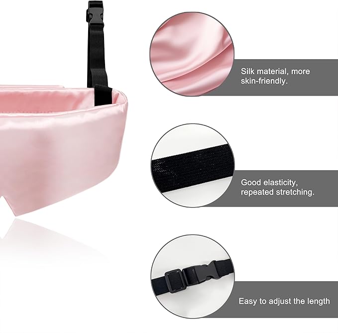 Travel Pillows for Airplanes, Airplane Head Strap with Silk Eye Mask for Sleeping, Long Flights & Car Road Trips 360°Headrest Neck Support, Stops Bobbing, Small & Compact (Pink)