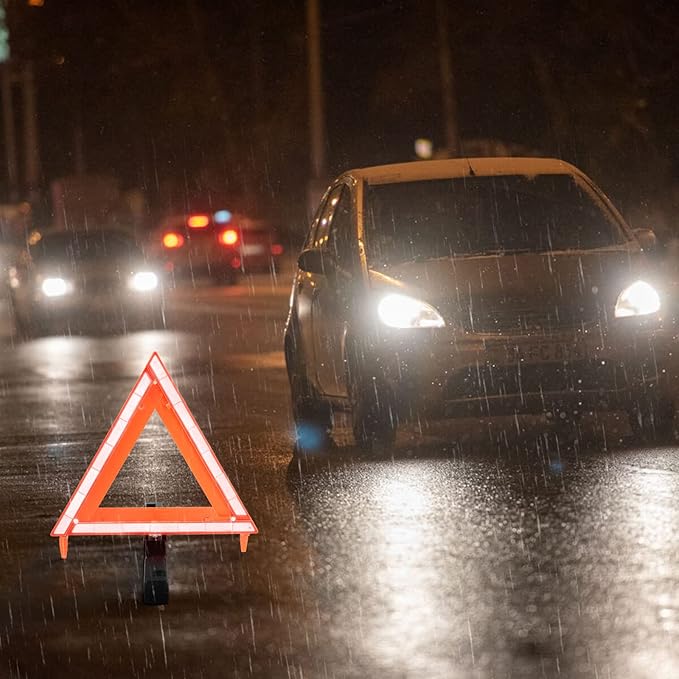 Safety Triangles DOT Approved, Standard Warning Triangles Enmergency Reflector, Emergency Triangles for Vehicles with Carry Case(3 Pack,Without Sand)