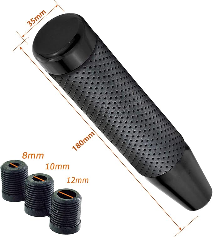 Lunsom 7" Gear Shifter Knob Aluminum Alloy Leather Shift Stick Handle Head Fit Most Auto Manual Transmission Car (Black)