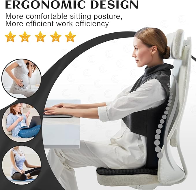 Gel Seat Cushion, for Long Sitting -Double Thick Gel Seat Cushion Breathable Honeycomb Chair Cushion with Non-Slip Cover for Office Chair Car, Wheelchair, Long Trips,Relief Sciatica Pain
