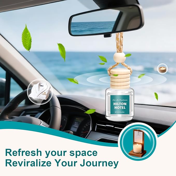 AROIC Premium Scent Car Air Freshener, 6 Pack Hotel Scent Collection Diffuser Set, Long Lasting Luxury Fragrance Essential Oil Aromatherapy, Hanging Air Freshener for Car Interior Accessories Unisex