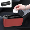 Hovom Car Trash Can, Leather Waterproof Automotive Garbage Can with Trash Bag, Hanging Mini Vehicle Trash Bin, Small Auto Door Organizer Storage Pouch, Universal Car Accessories (Wine Red)