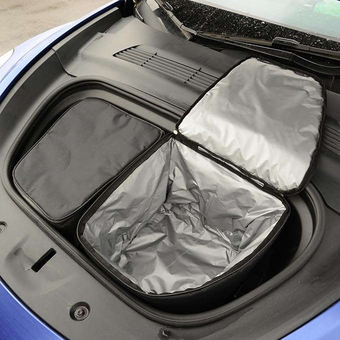 Front Trunk Organizer with Cooler Bag for Tesla Model 3，carry ice cold frunt drinks Beer，food and snacks，thermal insulation (For Model 3 a pair)