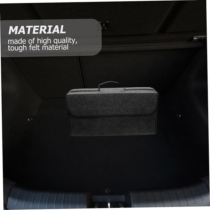 Felt Trunk Storage Bag Foldable Organizer for Car Van Portable Driving Pouch Grey for Groceries Emergency Gear Space Saving Design