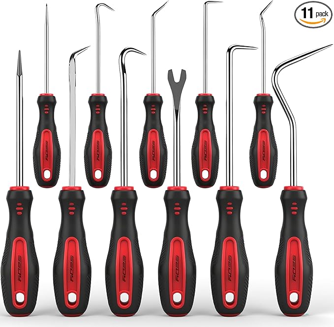 11-Piece Large Hook and Pick Set with Clip Removal Tool, Precision O-Ring Removal Kit for Automotive Mechanic and Electronic Maintenance Car Auto Oil Seal Mini Hooks