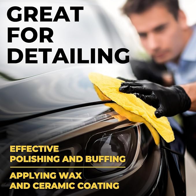 Super Soft Microfiber Towels for Cars - Edgeless - 6pk (12”x12”) - Premium Scratch-Free Towel - Great for Drying, Detailing, Polishing, Buffing - Ultra Absorbent Microfiber Cleaning Cloths for Car