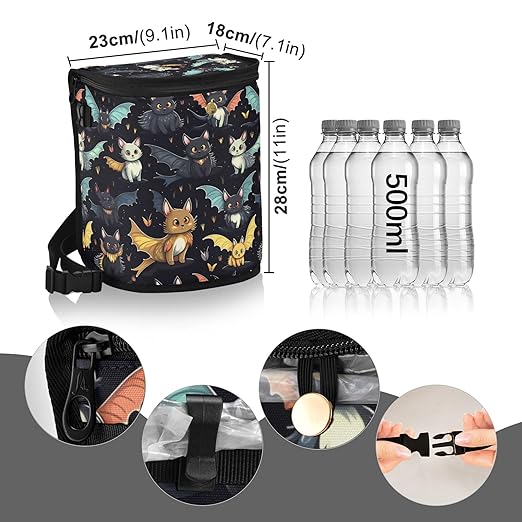 MNSRUU Car Trash Can with Lid, Gothic Skull Cat Bat Car Trash Bag Hanging Organizers and Storage for Front Back Seat, Leak-Proof Trash Bin