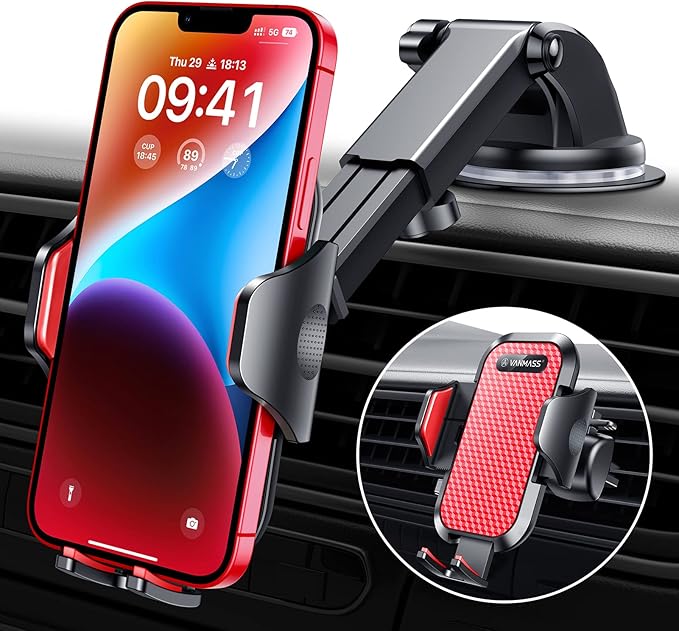 VANMASS 2026【True Military-Grade】 Phone Holders for Your Car 【Strongest Suction & Clip】 Ultimate Cell Phone Mount Dashboard Windshield Vent for iPhone 17 Pro Max 1615 14 13 12 Samsung Android Truck