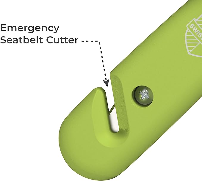 Swiss Safe Durable 5-1 Car Safety Hammer Window Breaker Breaker Tool w/Seatbelt Cutter - Emergency Escape Glass Hammer - Truck, Car Safety Essentials & Accessories - Glow, 1 Pack