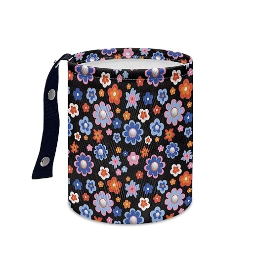 Groovy Hippie Flower Collapsible Trash Can for Cars, Family Gatherings, Camping - Easy to Clean Car Garbage Accessory