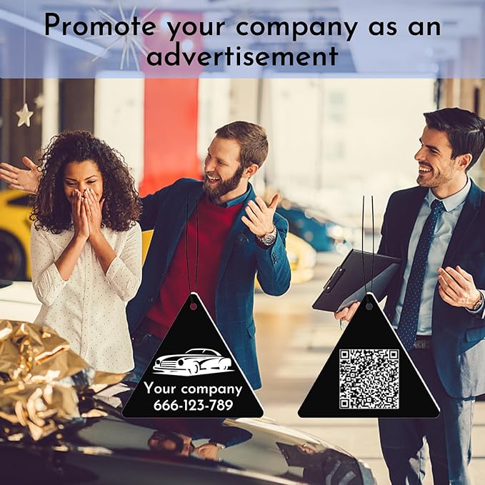 10Pcs Custom Logo Air Freshener for Car Bulk,Wholesale Personalized Double-Sided Car Air Fresheners with Photo Text Logo (10pcs-Triangle)