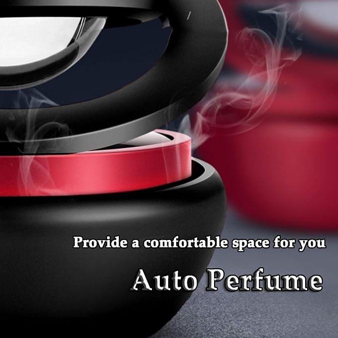 Kwak's Car Air Freshener Solar Energy Rotating Refillable Air Purifier for Car Interior Dashboard Autorotation Decoration Accessories(Black)