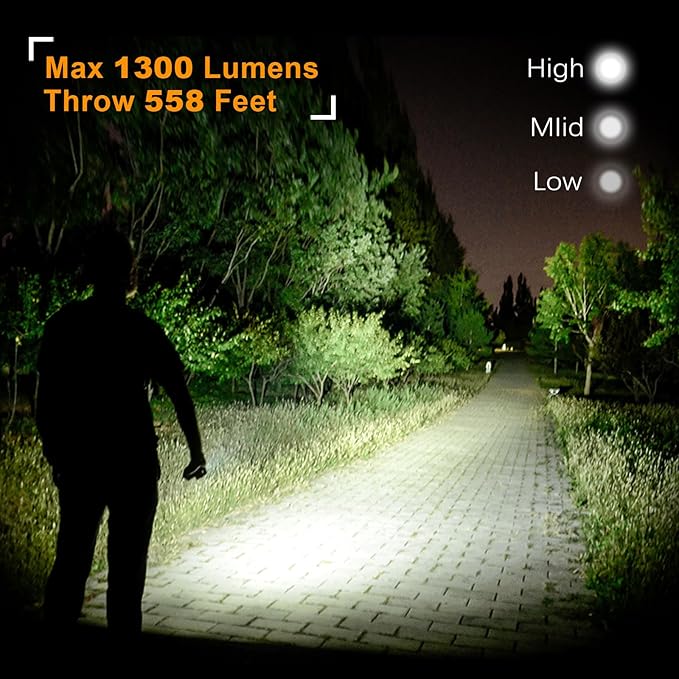 VTIGER T1A Mini Pocket EDC Flashlight with Clip,1300 Lumen Compact AA Rechargeable LED Little Flashlights, Super Bright Tail Switch Small Flash Light with Magnet for Camping,Hiking,Outdoor,Emergency