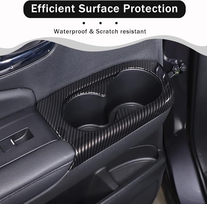 2PCS Rear Door Cup Holder Panel Frame Cover for Honda Pilot 2016-2022/ Passport 2019-2023, ABS Material Automotive 2nd Row Seat Cup Holder Cover Interior Accessories (Carbon Fiber Pattern)