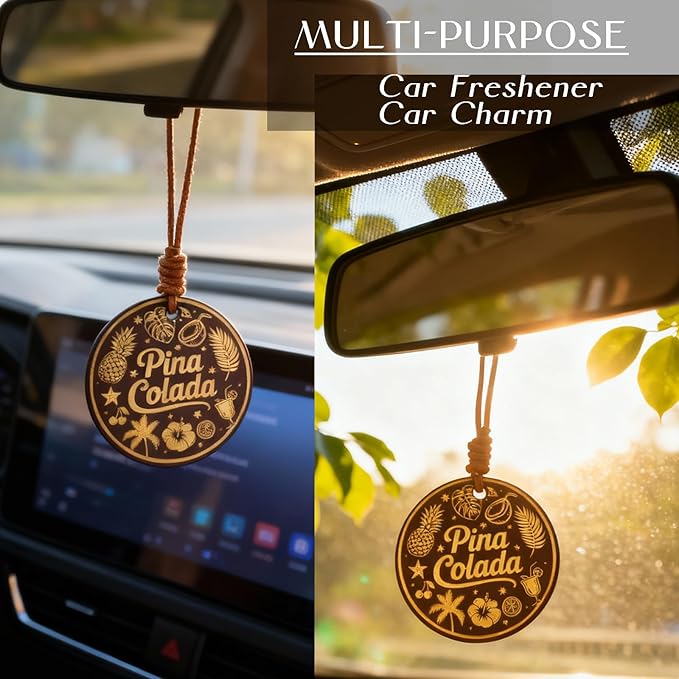 Leather Air Freshener for Car Pina Colada Crazy Horse Leather Car Mirror Hanging Accessories Multi Purpose Car Charm for Interior Decor Gifts for Friends Women