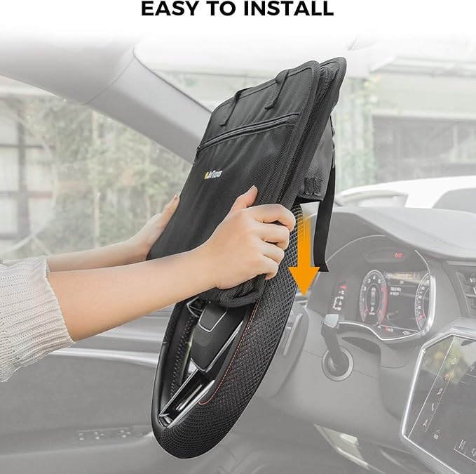 JOYTUTUS Steering Wheel Tray, Back Seat Headrest Tray for Eating Food and Drink, Work Table for Writing and Steering Wheel Laptop Desk, Car Organizer for Commuters, Travel, Family (16.54'' x 11.8'')