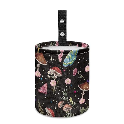 Murshroom Trash Bag, Car Garbage Can Hanging Back Seat Organizer Trash Can Bin for Vehicle, Travelling, Camping