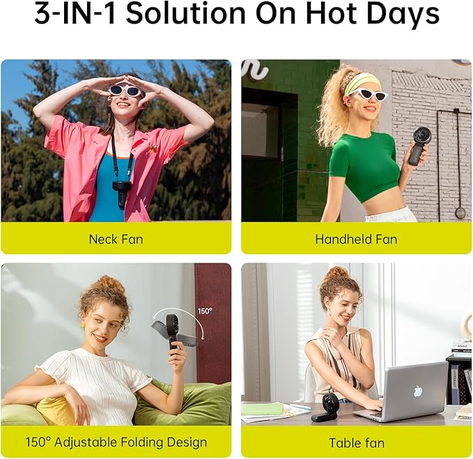 JISULIFE Handheld Fan Life7 – Ultimate Flexibility: High-Power Motor, LED Display, 19.5 Hrs Cooling, 5000mAh Rechargeable, 5-Speed, Foldable Design, 3-IN-1 Portable Fan for Travel Cruise Beach(Black)