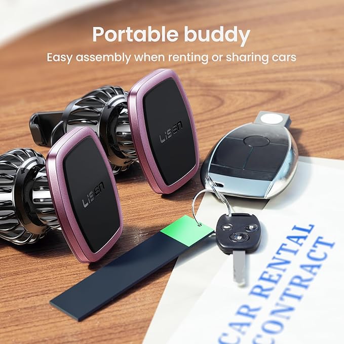 LISEN 2 Pack Magnetic Phone Holder for Your Car Mount 6 Military Magnets Car Phone Holder Mount Vent Cell Phone Holdeer Mount Vent Cell Phone Holder (Pink) Back to School Supplies