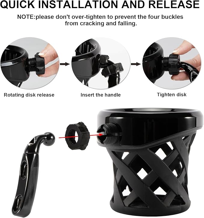PSLER Motorcycle Drink Cup Holder Handlebar Mount Universal for Dyna Fat Bob Touring Road Glide Street Electra Glide Softail 1996-up Goldwing GL1800 2018-up