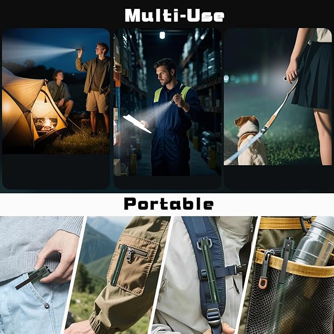 VTIGER T2A Compact EDC Flashlight,1500 High Lumens AA Rechargeable LED Flashlight, Super Bright Small Tactical Tail Switch Pocket Flash Light with Magnet for Camping,Hiking,Outdoor,Home,Emergency