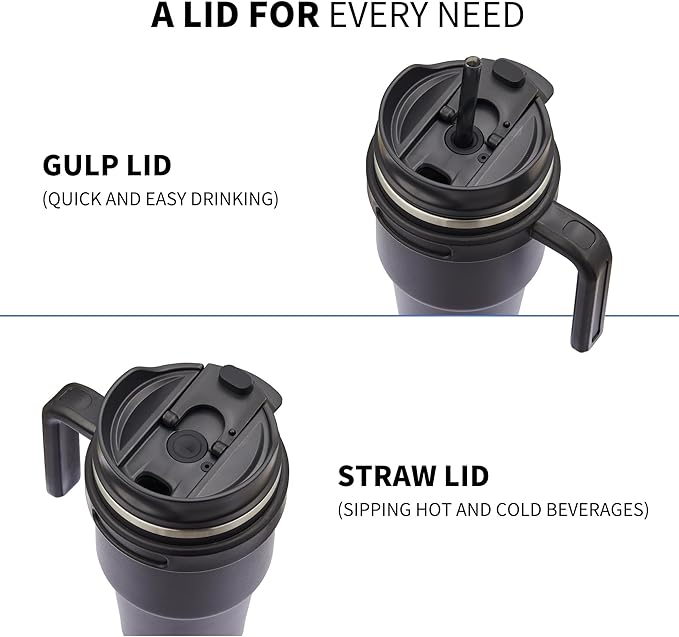 ALOUFEA 20 oz Insulated Coffee Mug Tumbler with Handle, Stainless Steel Travel Mug Tumbler with Lid and Straw,Double Wall Vacuum Leak Proof Ice Coffee Thermal Cup, Sky Blue