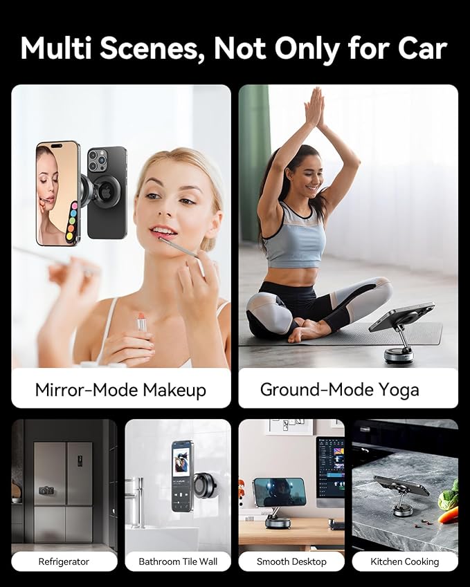 MRGLAS 2026 Upgraded Phone Holders for Your Car, Magsafe Car Mount Ultra Magnetic, 360° Adjustable Vacuum Suction Car Phone Mount, Car Truck Accessories for Men Women for iPhone 17 Pro Max Car Dash