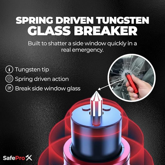 SafeProX 2 in 1 Emergency Escape Tool, Life Saving Car Window Breaker & Seatbelt Cutter - Car Window Hammer for Quick Accident Aid & Safety on The Go with Seat Belt Cutter. (Pack of 6)