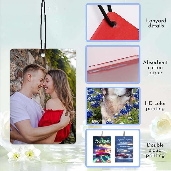 10/20/30Pcs Custom Logo Air Freshener for Car Bulk,Wholesale Personalized Double-Sided Car Air Fresheners with Photo Text Logo (10pcs-square)