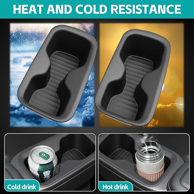 2PCS Rear Row Door Cup Holder Organizer Compatible with 2024 2025 Hyundai Santa Fe 6/7 Seat Accessories, Noise-Free Water & Dust Proof Insert Console Drink Holder Fit for Santafe Accessories