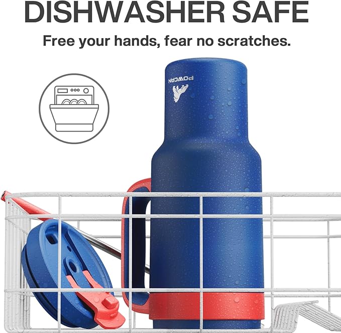 POWCAN 40 oz Tumbler with Handle, 2-in-1 Metal Straw and Sip Lid, Leakproof, Dishwasher Safe, Insulated Stainless Steel Travel Coffee Mug, Keeps Cold for 34 Hours, Fits in Car Cup Holder (Heroic)