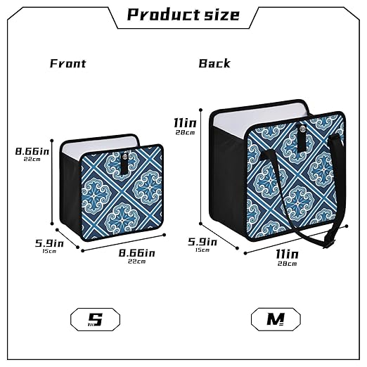 Blue Car Trash Can Trash Bin Foldable Hanging Trash Bag Storage Pocket Organizer Cute Car Gadgets Garbage Adjustable Shoulder Elastic Strap Tile