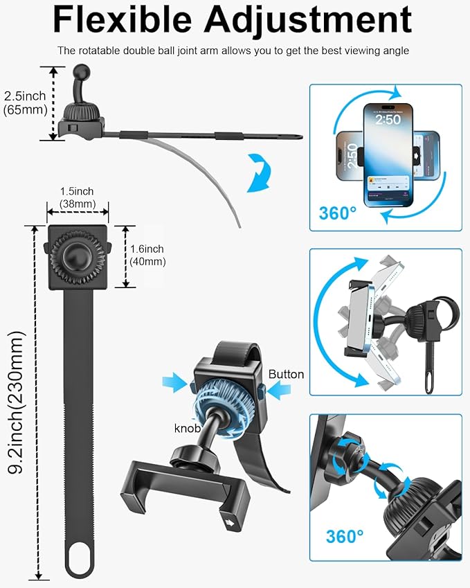 woleyi Car Steering Wheel Phone Holder - [Thick Cases Friendly] 360° Rotatable Phone Holders for Your Car Mount Automobile Hands Free Cradle for iPhone Air 17 16 15 14 13 Pro Max, Galaxy, 4-7" Phones
