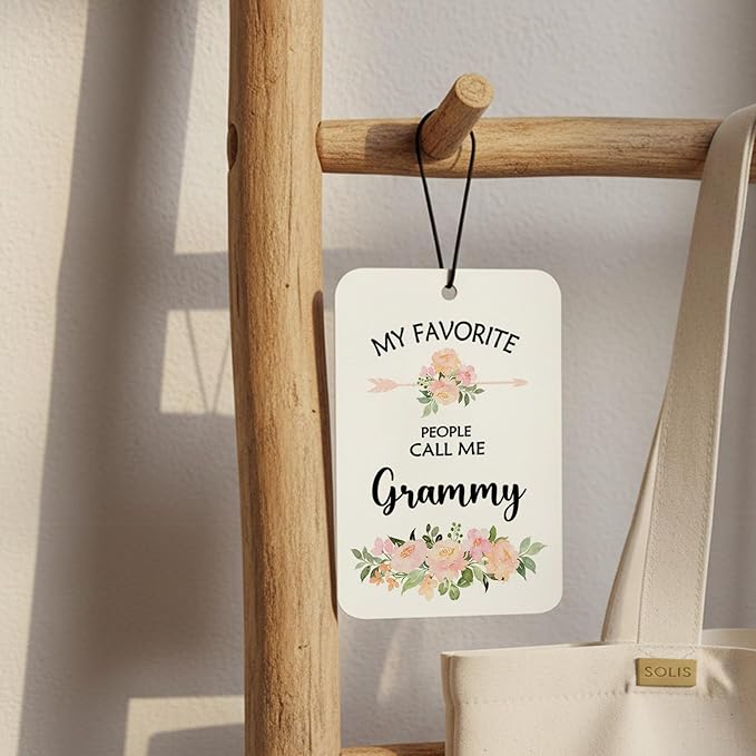 Grammy Grandma Gifts Car Air Freshener Hanging 3 Pack, My Favorite People Call Me Car Accessories Gifts for Grandma Christmas Women,Rustic Floral Scent Card Lavender for Closet Bathroom Decor