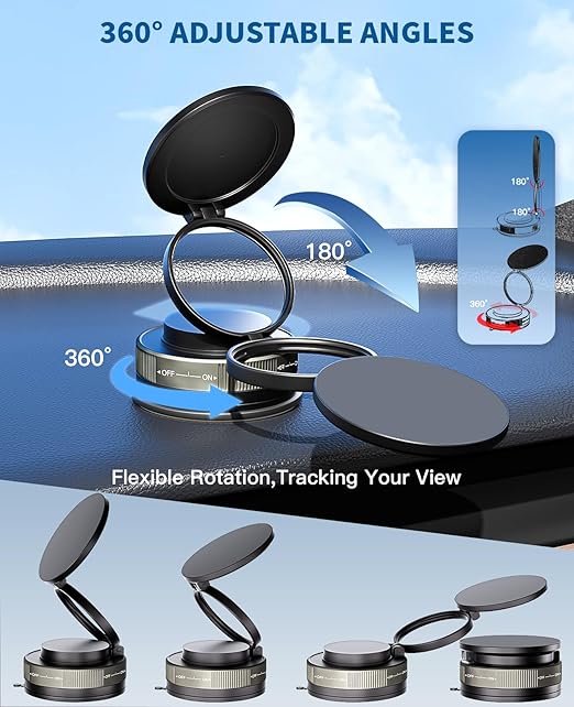 Upgraded 360° Adjustable Magnetic Phone Holder for Magsafe, 2 Pack Foldable and Retractable Magsafe Car Mount,Magnetic Suction Cup Phone Holders for Car Compatible with iPhone 17 Pro Max/Air/17 Pro/16