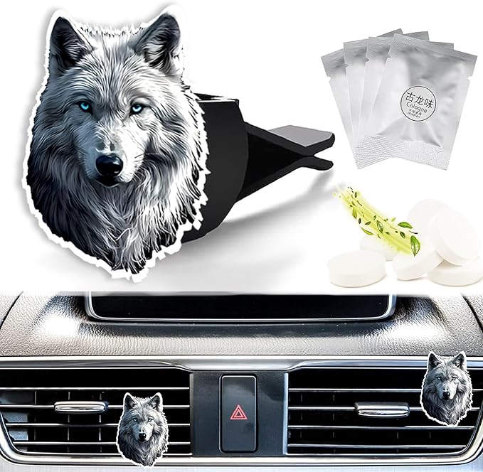 Cute Car Air Freshener Clips Wolf Car Vent Clip Wolf Cars Scents Cologne Air Conditioner Clip Auto Vent Interior Decoration Cars Accessories Wolfs Loves Gifts for Men Women