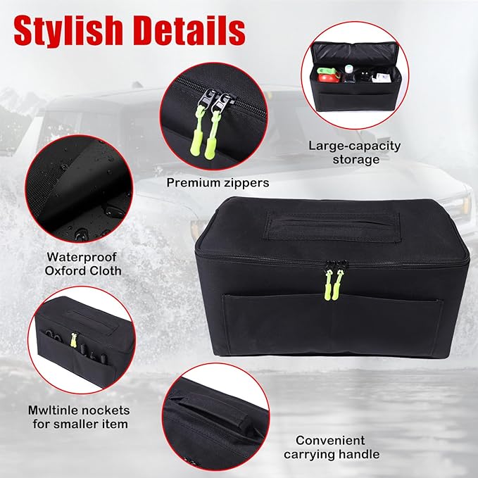 Car Trunk Organizer Storage Bag Cargo for Hummer EV SUV 2024 2025 2026 Accessories Trunk Side Window Luggage Storage Bag Foldable Collapsible Large Capacity Stable Multi-Function-Trunk Organization
