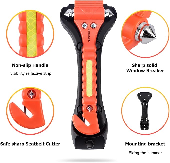 4-Pack Emergency Escape Hammer Seat Belt Cutter,Auto Car Safety Hammer with Window Glass Breaker，Escape Tool for Car Accidents