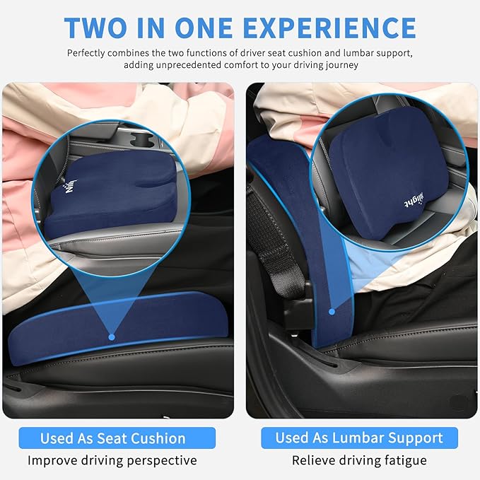 Nilight Car Seat Cushion Blue Velvet Gel Memory Foam Seats Soft and Comfortable Suitable for Daily Life and Driving Relieves Sciatica and Tailbone Pain Improves Drive Vision