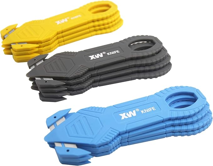 XW Safety Box Cutter of Stainless Steel Blade, Carton and Package Opener of Assorted Colors, 12-Pack