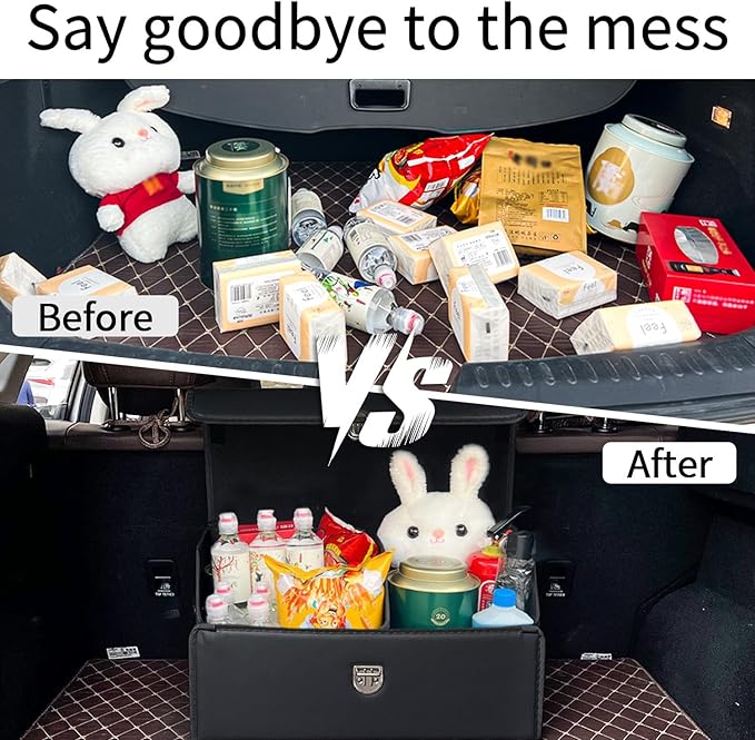 Trunk Organizer for Car,Trunk Organizer for SUV & Sedan,With Lid,Multi-Functional,Foldable Cargo Stotage Box - Black - Small